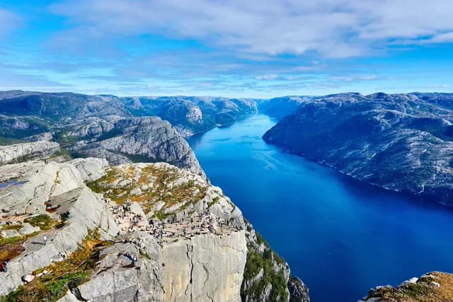 Fjord seen from a high granite cliff, upscaled